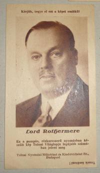 TOLNAI VILÁGLAPJA- LORD ROTHERMERE . Számolócédula