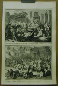 Picart, Bernard: Maniere d'alumer le Feu Sacré, chez les Peruviens, la Veille de la grande fete de soleil, nommeé le grand Ramy. Le premier jour de la grand fete du soleil, L'Yncas lui presente un Vase plein de liqueur, et l'invite a boire