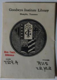 Ex libris- GOODWYN INSTITUTE LIBRARY. Memphis, Tennessee